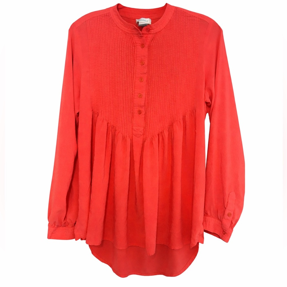 Sundance Orange Coral Colored Crepe Peasant Blouse